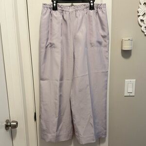 Via Seta 100% Silk Cropped Wide Leg Pants Light Lavender Purple Women’s 12